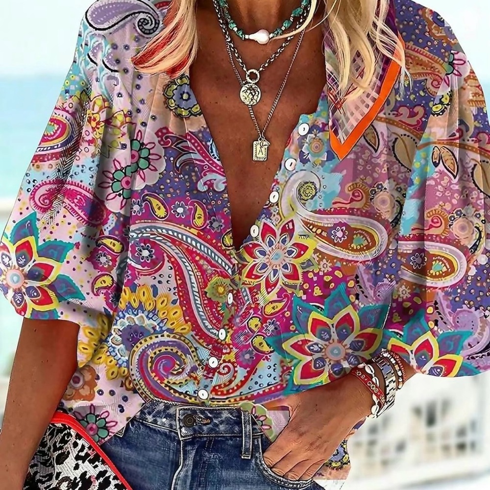 🩷💛💜Colorful Paisley Women's Top